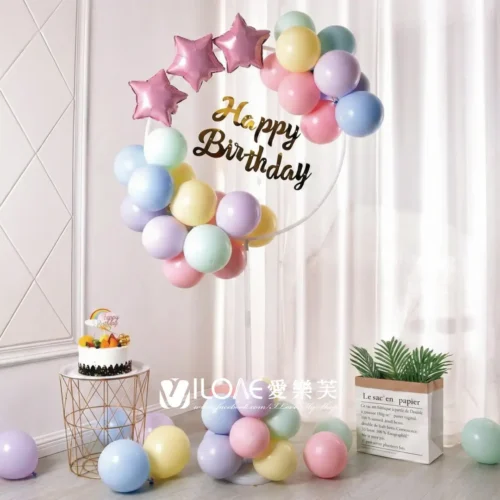 C03 兒童生日佈置<br><span style="font-size: 20px;">(圓型馬卡龍1柱)</span>