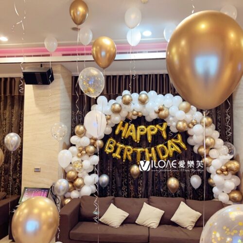 生日-氣球佈置專案85-3 A43生日佈置<br><span style="font-size: 20px;">(潔白之境)</span>