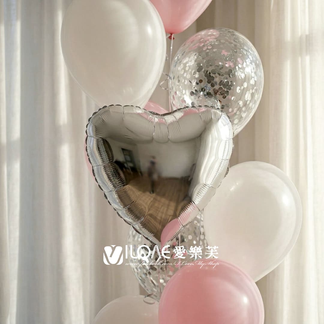 空飄氣球組合<br><span style="font-size: 20px;">(銀亮粉羽)</span>:圖片 2